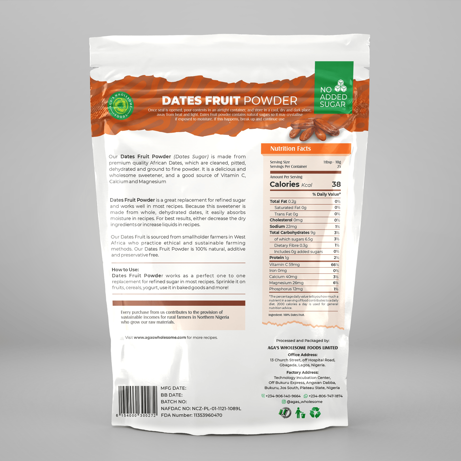 Aga's Dates Fruit Back