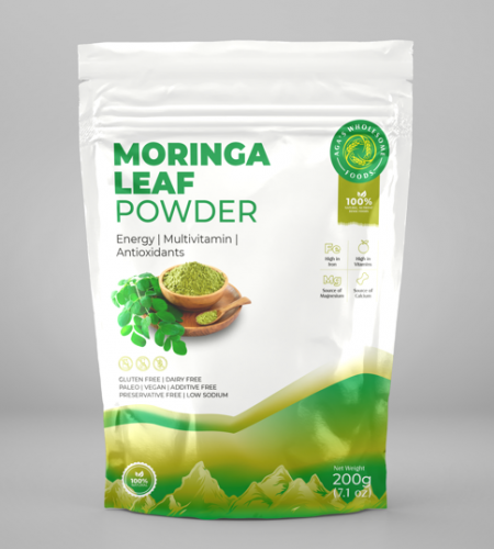 Aga's Moringa Leaf Powder Front Mockup